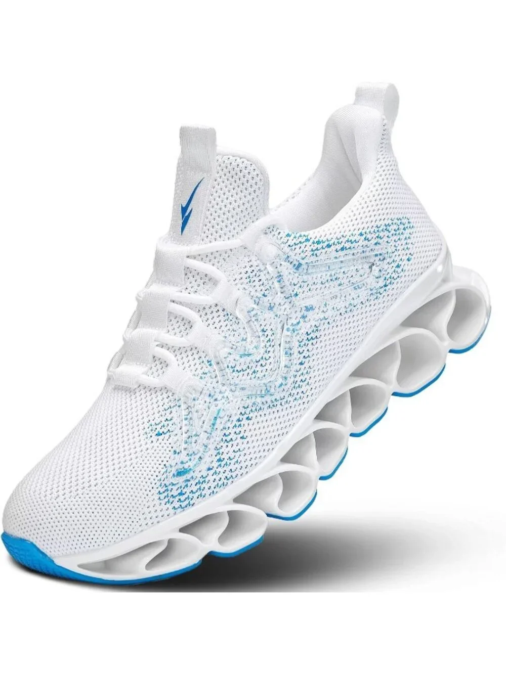 Men's White Blue Slip on Walking Running Shoes Blade Tennis Fashion Sneakers